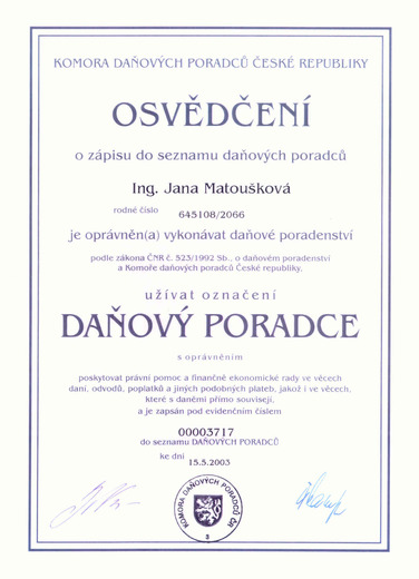 Osvědčení KDP JM